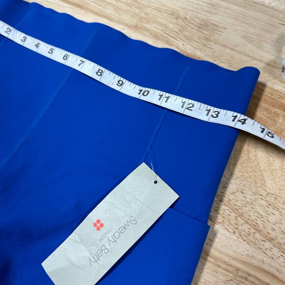 Sweaty Betty NWT Power Cropped Workout Leggings Lighting Blue Size 12 Pockets - Picture 6 of 8